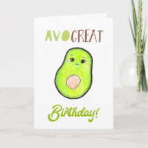 Avo gran cumpleaños kawaii mano dibujado aguacate 