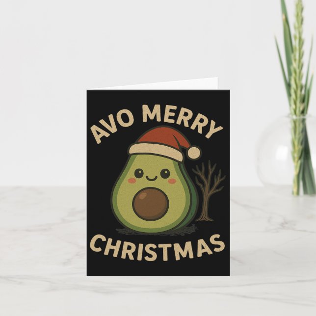 Tarjeta Avo Merry Christmas Funny Aguacado Pun (Anverso)