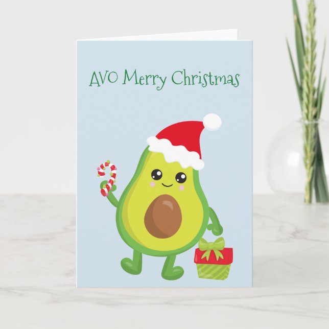 Tarjeta Avo Merry Christmas Holiday Aguacate (Anverso)