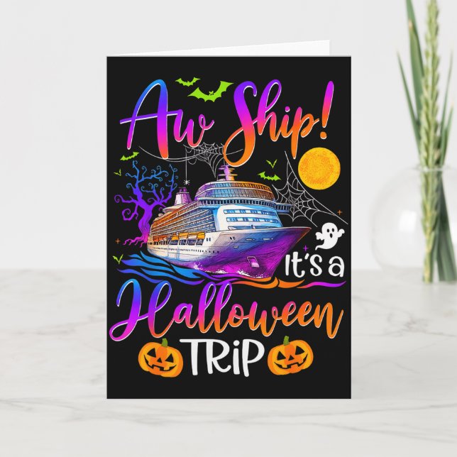 Tarjeta Aw Ship Halloween Family Cruise Crew Family Vacati (Anverso)