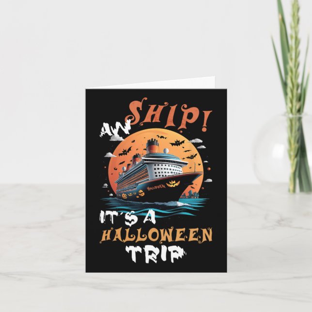 Tarjeta Aw Ship Halloween Trip Family Cruise Funny Hallowe (Anverso)