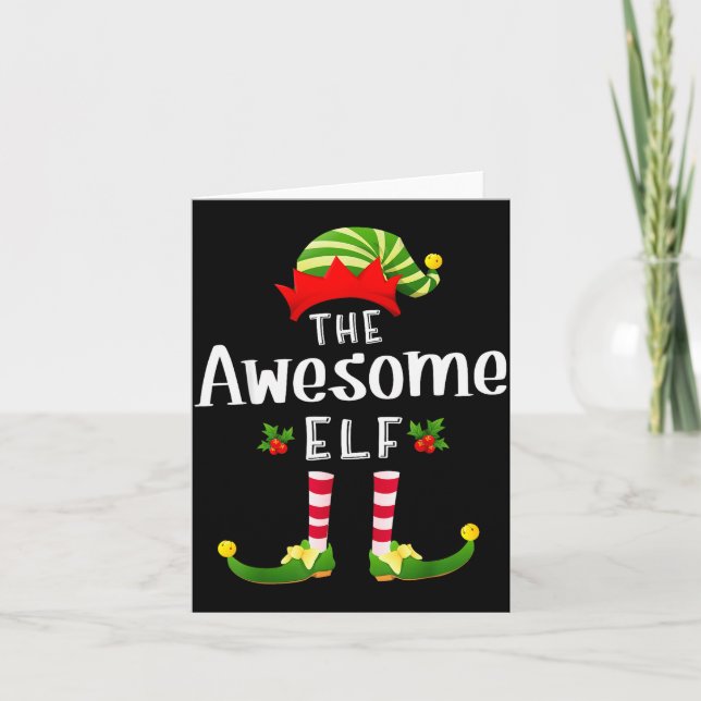 Tarjeta Awesome Christmas Elf Matching Pajama X-mas Party  (Anverso)