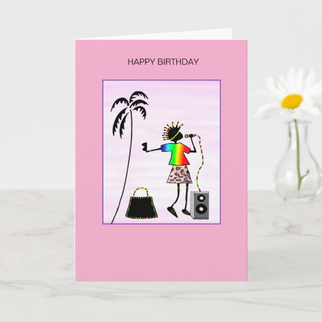 Tarjeta Awesome Lady DJ Music Star Birday (Planta pequeña)