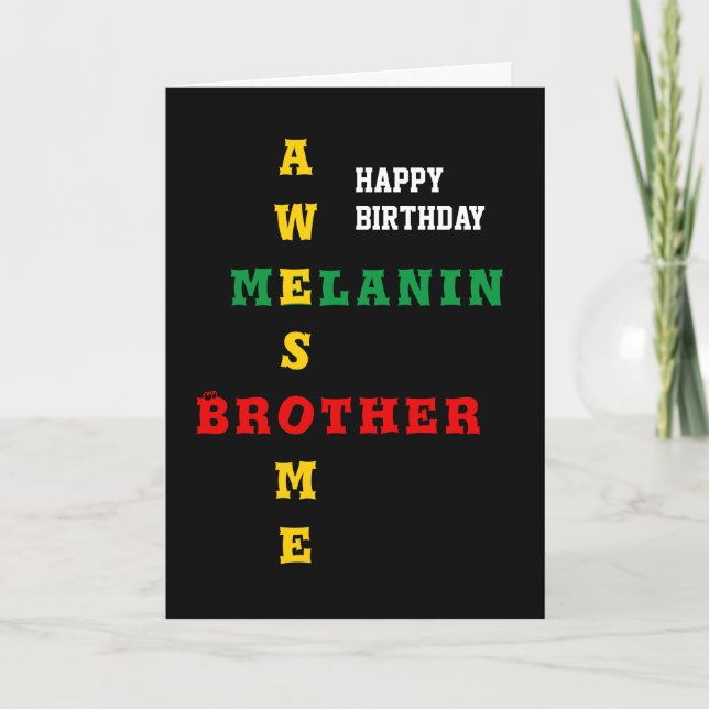 Tarjeta Awesome Melanin Brother Happy Birday (Anverso)