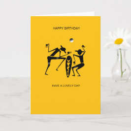 Tarjeta Awesome Silhouette Dancers Naranja Cumpleaños