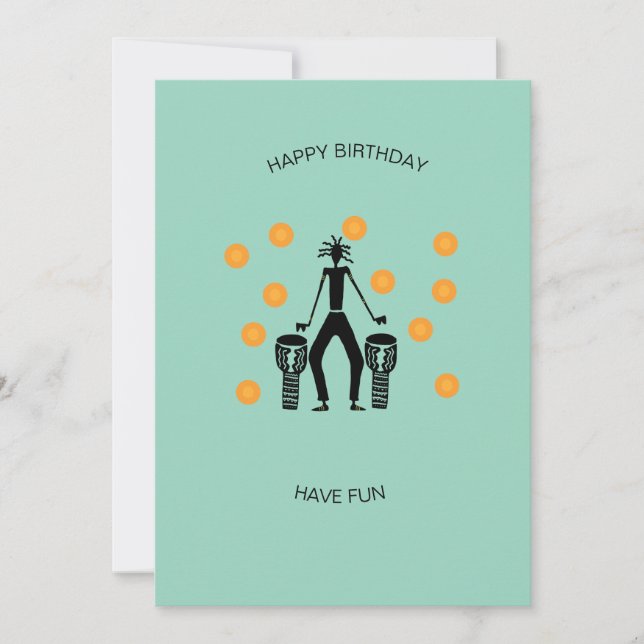 Tarjeta Awesome Silhouette Drumming Birday (Anverso)