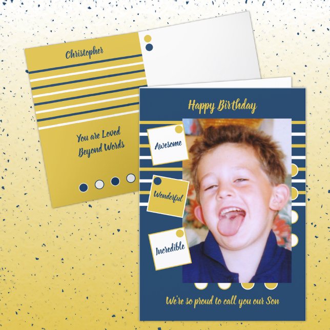 Tarjeta Awesome Son azul y oro Cumpleaños (Subido por el creador)