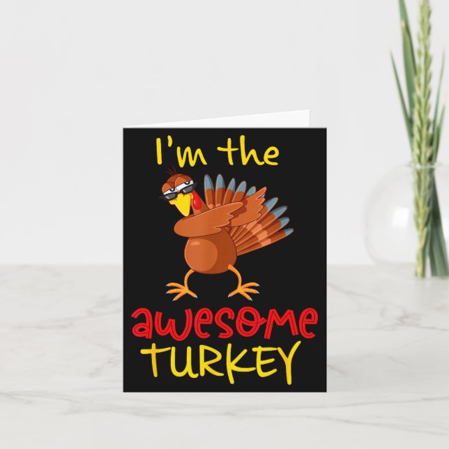 Tarjeta Awesome Turkey Matching Family Group Thanksgiving  (Anverso)