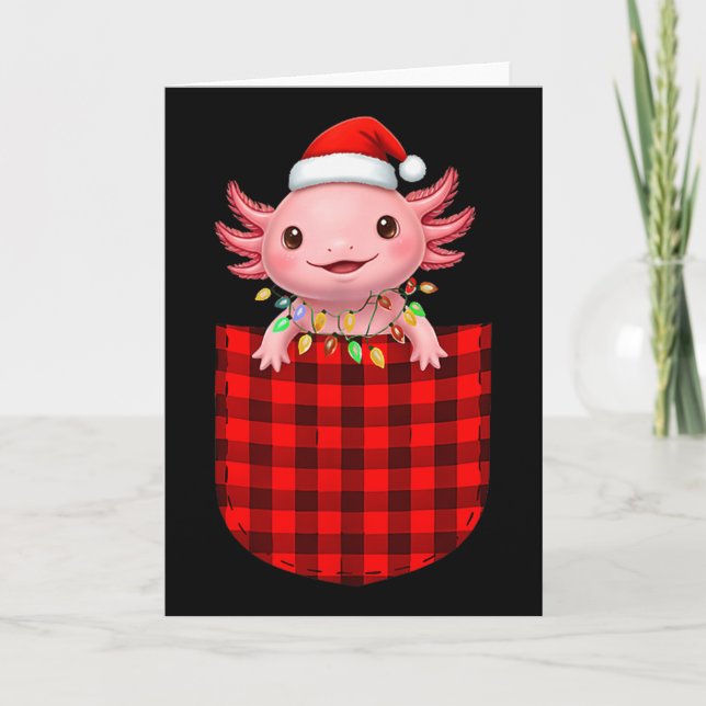 Tarjeta Axolotl Buffalo Red Plaid Cket Christmas Funny Men (Anverso)