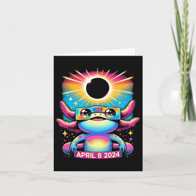 Tarjeta Axolotl Con Eclipse Solar Gles Abril 8 2024 (Anverso)