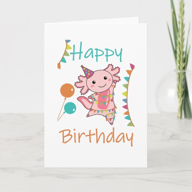 Tarjeta Axolotl Desea Feliz Cumpleaños A Usted Axolotls (Anverso)