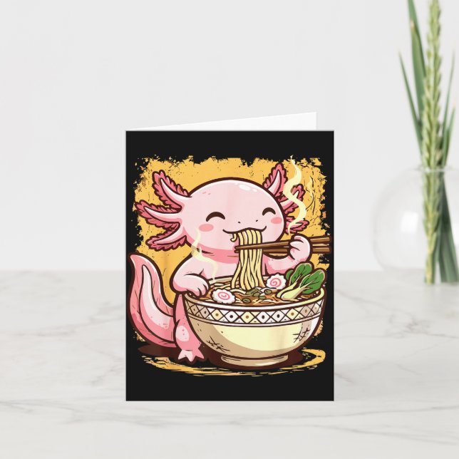 Tarjeta Axolotl Eating Ramen Noodles  (Anverso)