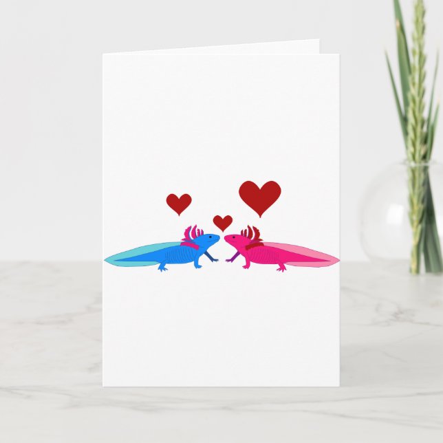 Tarjeta Axolotl en amor (Anverso)