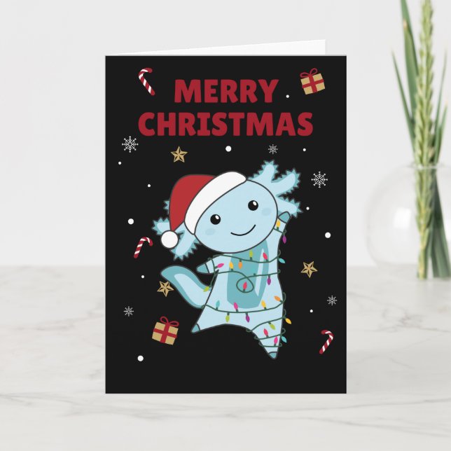 Tarjeta Axolotl Feliz Navidad Animales de Invierno Axolotl (Anverso)
