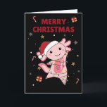Tarjeta Axolotl Feliz Navidad Animales de Invierno Axolotl<br><div class="desc">El axolotl para Navidad con luces de hadas. Animales divertidos con regalos y nieve para las fiestas. También divertido para Navidad en julio. Los axolotls son animales lindos y perfectos para Navidad.</div>