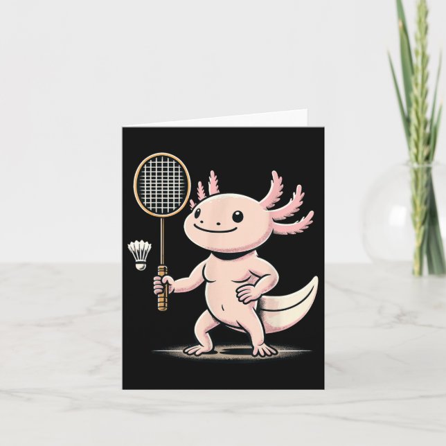 Tarjeta Axolotl Jugando Bádminton Jugador Lanzadera Deport (Anverso)