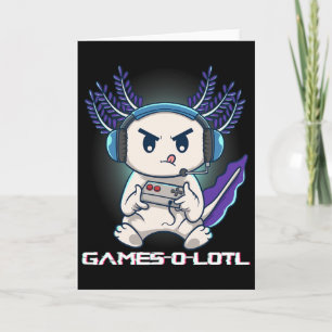Tarjeta Axolotl Jugando Juegos de Video de Consola Gamesol