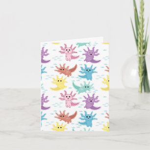 Tarjeta Axolotl Niños Cute Patrón Salamander