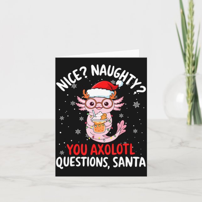 Tarjeta Axolotl Santa Hat Axolotl Questions Christmas Boys (Anverso)