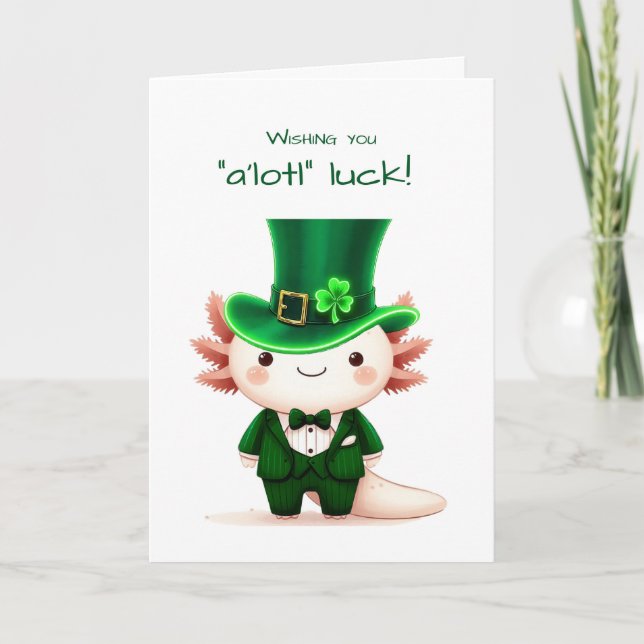 Tarjeta Axolotl vestido para el Día de San Patricio (Anverso)