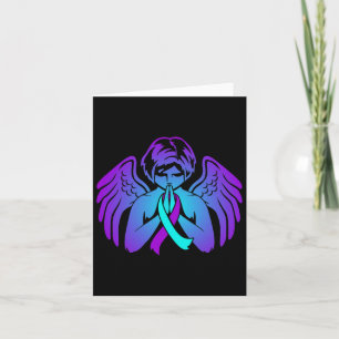 Tarjeta Ayuda de Suicidio Awareness Wings Angel Ribbon Hap