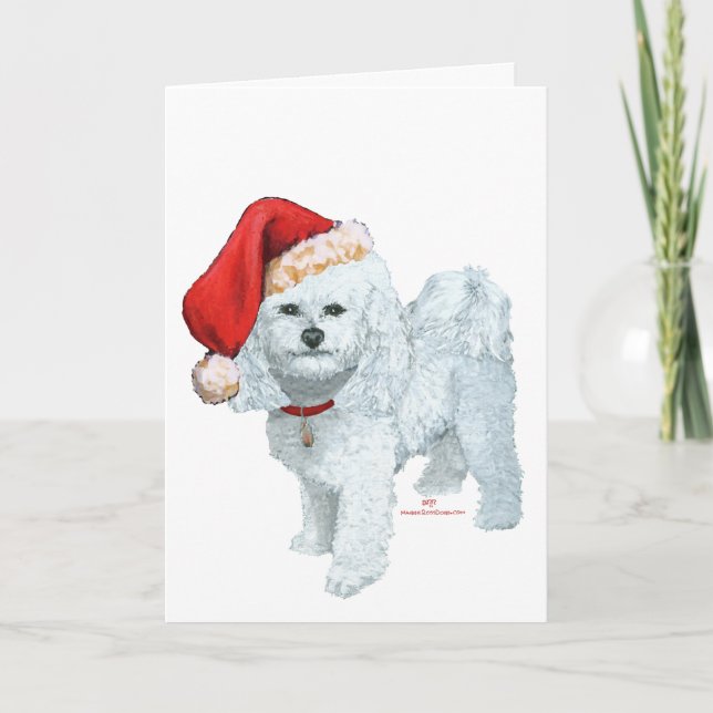 Tarjeta Ayudante de Papá Noel Bichon Frise (Anverso)