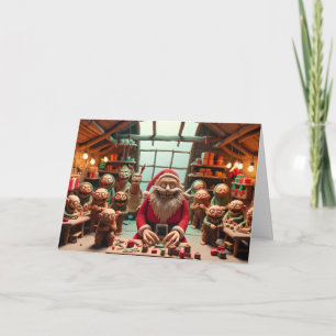 Tarjeta Ayudantes trenzados de Santa Claus: un taller mali