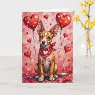 Tarjeta Azawakh San Valentín Perro Sentado con Corazones R