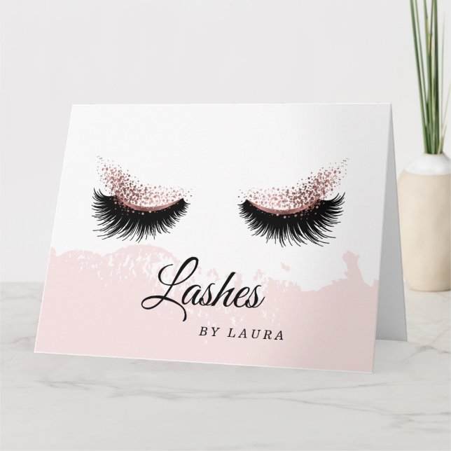 Tarjeta azota a artista de maquillaje de ojos dorados rosa (Anverso)