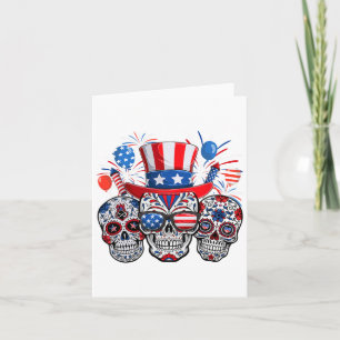 Tarjeta Azúcar Calavera Sombras Fuego Bandera Americana 4