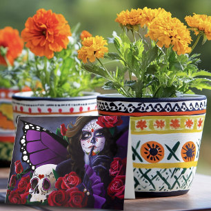 Tarjeta Azúcar Skull Roses Rojas Morado
