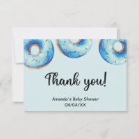 Tarjeta azul acuarela donuts de agradecimiento