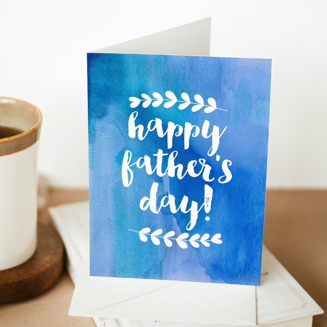 Tarjeta Azul acuarela Feliz Día del Padre (Subido por el creador)