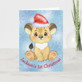 Tarjeta azul Baby Boy para los leones 1 Navidades 