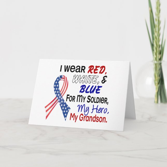 Tarjeta Azul Blanco Rojo Para Mi Nieto (Anverso)
