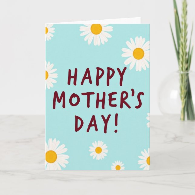 Tarjeta azul cielo con patrón floral (Anverso)