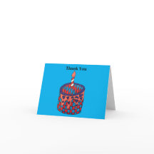 Tarjeta azul cielo de agradecimiento con cupcakes 