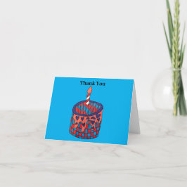 Tarjeta azul cielo de agradecimiento con cupcakes