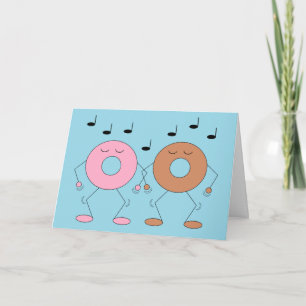 Tarjeta Azul claro de los Donuts bailarines: en blanco