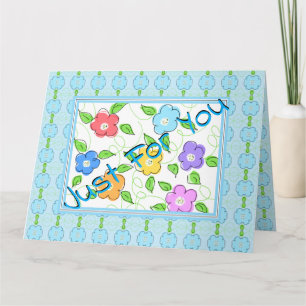 Tarjeta Azul Con Floral Colorida