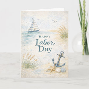 Tarjeta Azul Costero Feliz Día del Trabajo
