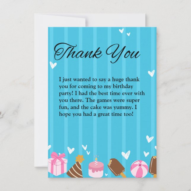 Tarjeta azul de agradecimiento de cumpleaños de un (Anverso)