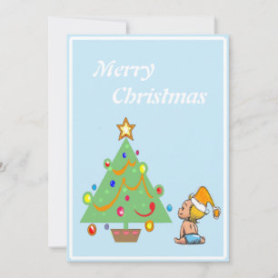 Tarjeta azul de árbol de Navidad