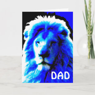 Tarjeta azul de cabeza de león "Feliz Día del Padr