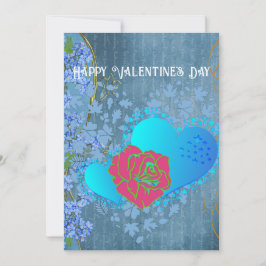 Tarjeta azul de corazón para Rosas románticos de S