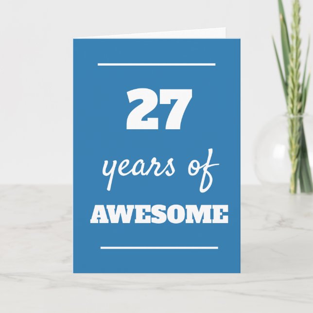 Tarjeta azul de cumpleaños 27 (Anverso)