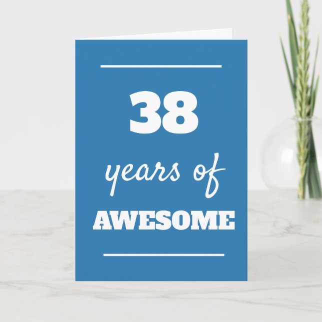 Tarjeta azul de cumpleaños 38 (Anverso)