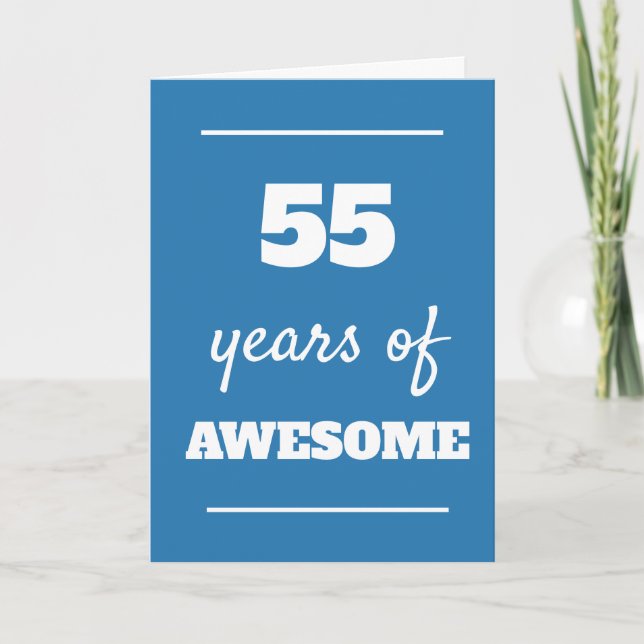 Tarjeta azul de cumpleaños 55 (Anverso)
