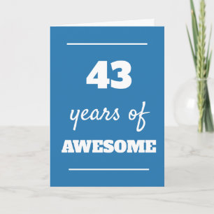 Tarjeta azul de cumpleaños de 43 años de increíble