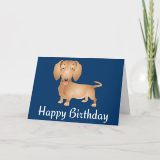 Tarjeta azul de cumpleaños feliz de perro cachorro